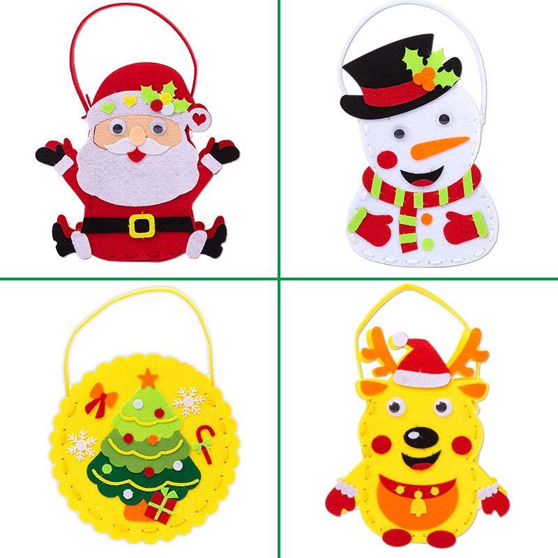 圣诞节礼物儿童礼品袋幼儿园儿童手工diy不织布糖果袋 雪人手提包