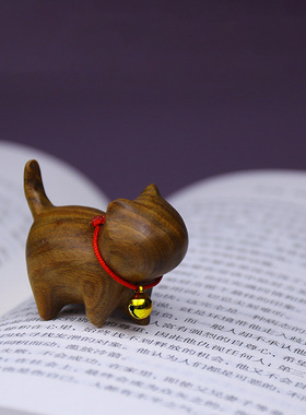 木黑檀绿檀小可爱猫吊坠