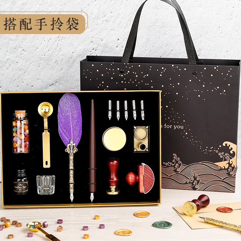 2024年新款中国风文创古典羽毛笔商务礼品套装可加印公司个人logo