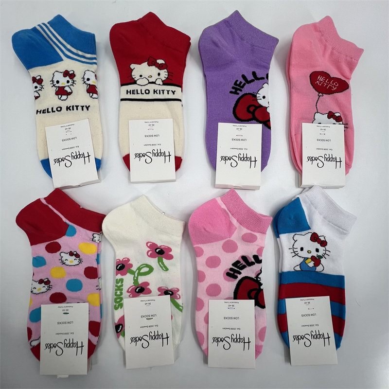 happysocks短袜新款纯棉女士袜子低帮浅口袜简约百搭脚裸撞色船袜