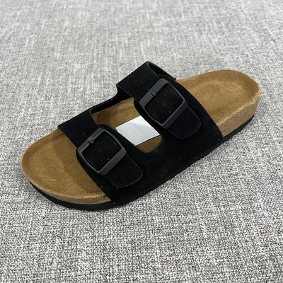 外贸夏季新款女士勃肯双扣平跟真皮垫舒适软木拖鞋大码女鞋F6327