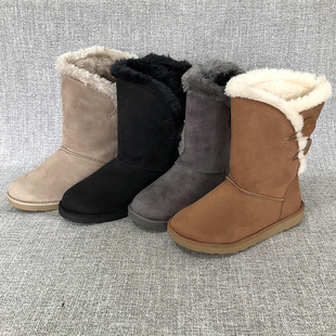 外贸冬季加绒保暖短筒一体绒雪地靴防滑女鞋 F3093 瑕疵清仓
