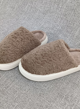 外贸踩屎感面包鞋厚底毛绒保暖室内家居棉拖鞋大码女棉鞋 F4628