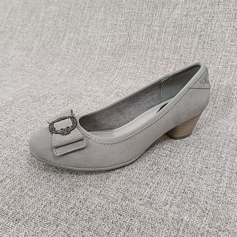 外贸百搭细跟深口单鞋大码交叉款时装鞋工作鞋后拉链女鞋 F4389