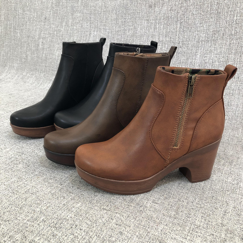 短靴切尔西靴粗跟大码女鞋外贸