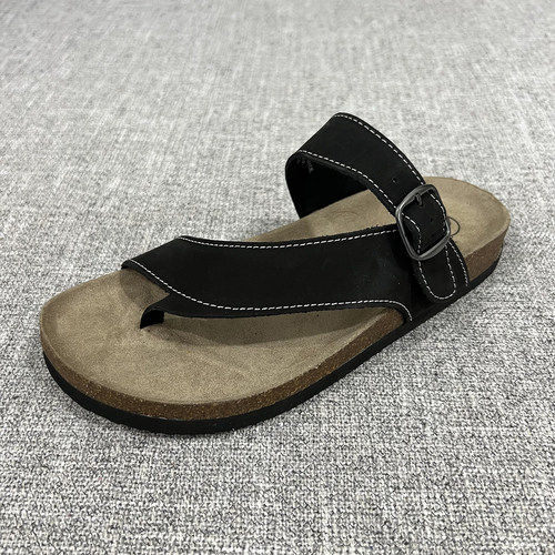 外贸夏季新款女士真皮夹趾休闲大码拖鞋女鞋软木拖 F6447