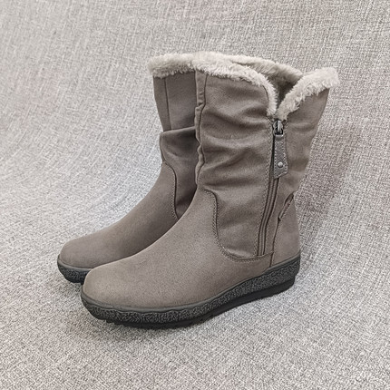 外贸2023休闲加绒保暖侧拉链女短靴大码时装靴女靴F3025瑕疵