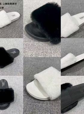 外贸毛毛拖鞋女可外穿时尚凉拖鞋休闲百搭一字拖大码女鞋 T4585