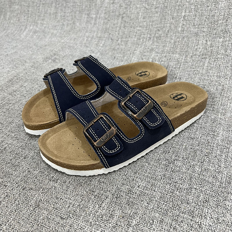 外贸原单欧洲站夏季女士反绒皮全皮软木拖大码拖鞋女鞋一脚蹬A648