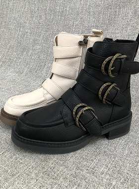 外贸春秋冬款英伦风超酷粗跟马丁靴单靴踝靴女鞋显瘦靴  T3377