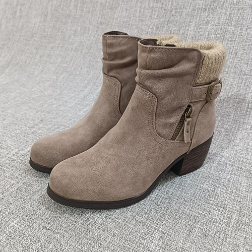 外贸欧洲站潮休闲粗跟女短靴大码女鞋马丁靴时装靴T2235 瑕疵清仓