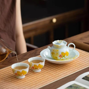手绘便携旅行金鱼陶瓷泡茶壶可爱功夫茶具女士防烫高端单壶带过滤