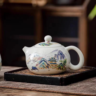 青花手绘梅花陶瓷茶壶泡茶壶家用功夫茶具小号一人用釉下彩水墨