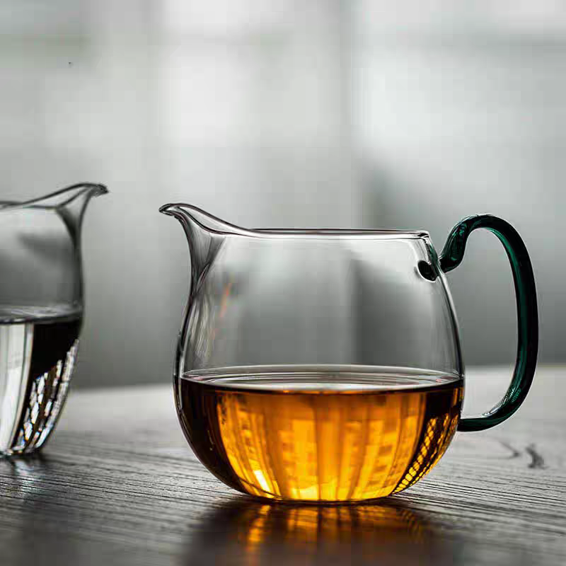 圆满公道杯分茶器匀杯透明公杯湖绿把手茶盅茶海玻璃茶器