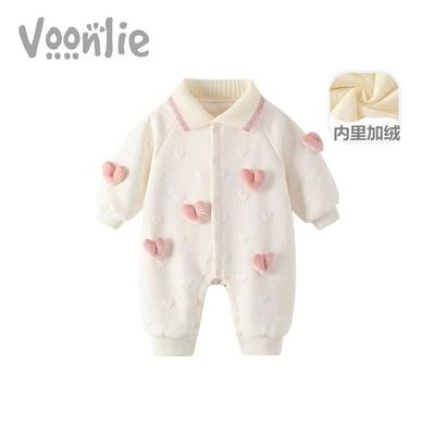 婴儿加厚保暖超萌满月哈衣