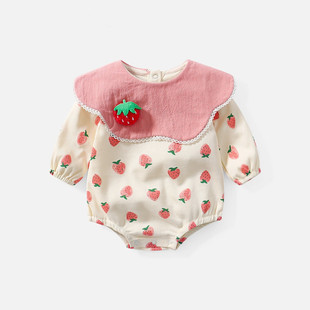 婴儿连体衣春装婴儿衣服超萌满月百天公主女宝宝包屁衣哈衣外出服