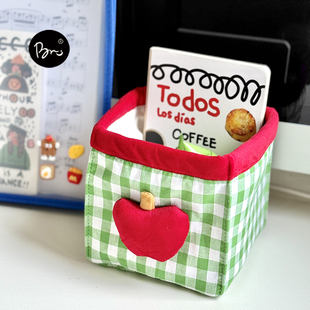 ins风可爱小苹果收纳筐桌面杂物零食玩具整理盒布艺储物篮子