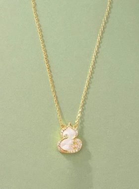 祥云葫芦贝母项链女925纯银复古中国风福禄吊坠新中式锁骨链