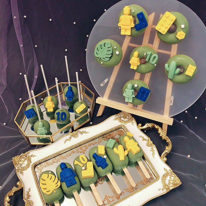 我的世界生日甜品台蛋糕乐高主题即食巧克力甜甜圈雪糕棒棒糖包邮