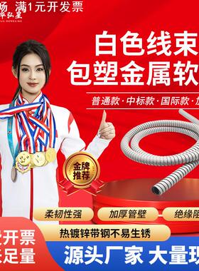白色阻燃线束管包塑金属软管中档蛇皮加厚穿线波纹管金属线束套管