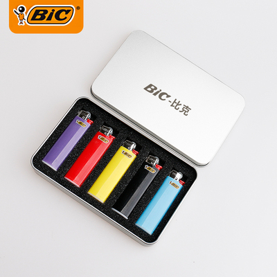 法国新品bic比克J3打火机纯色J5J6一次性打火机砂轮式火机礼盒
