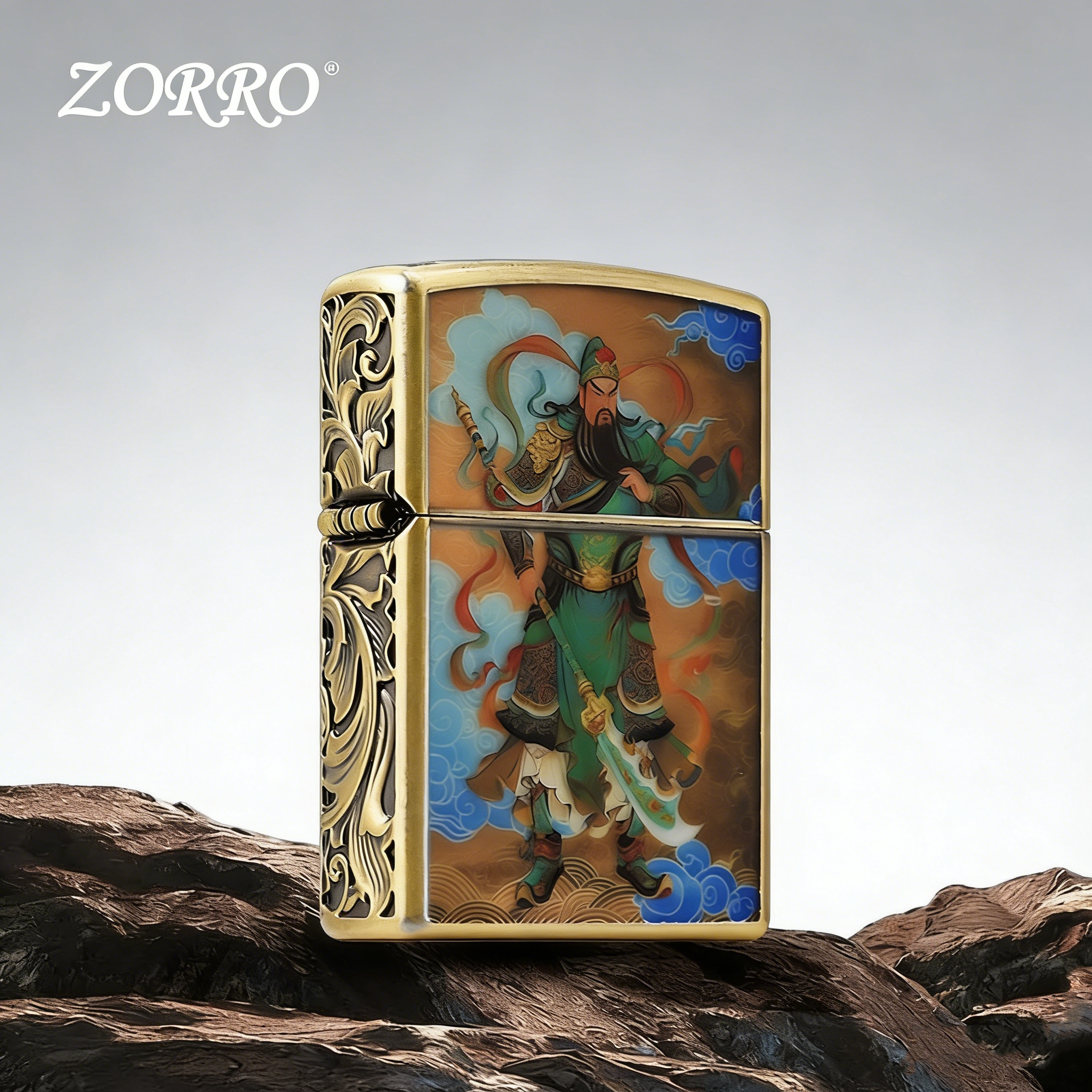 正品ZORRO佐罗煤油打火机夜光关公防风打火石火机送男友生日礼物