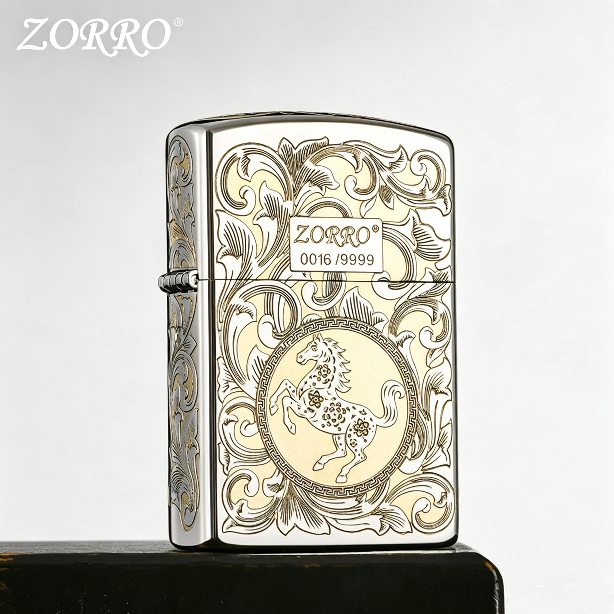 ZORRO佐罗煤油打火机马年富贵唐草防风火机男生节日礼物生日礼品