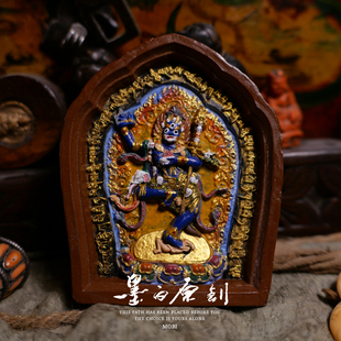 「墨白」  黑忿怒空行母彩绘擦擦佛像摆件