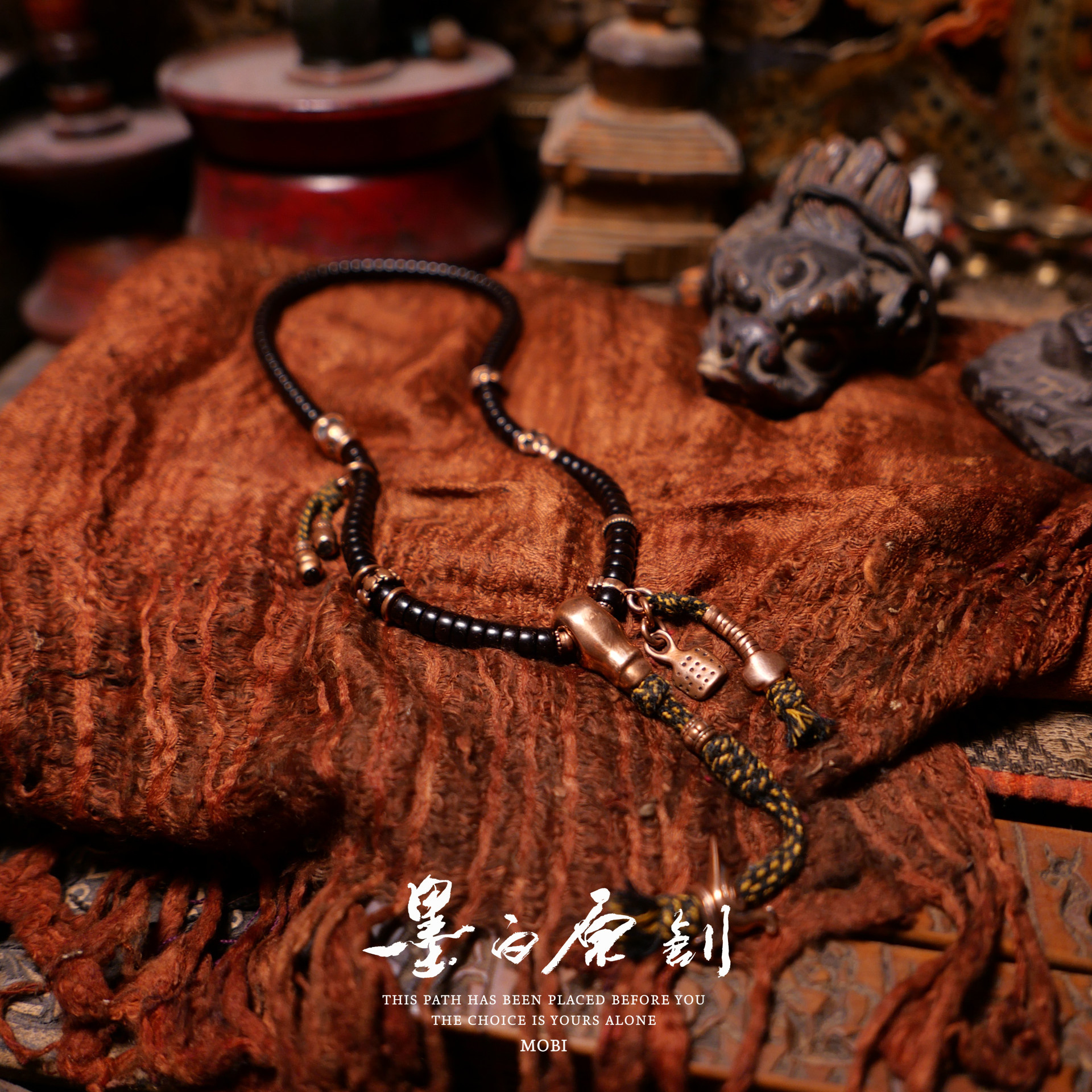 「墨白」超神级 椰蒂药片藏传设计款佛珠项链多宝手链108颗手串