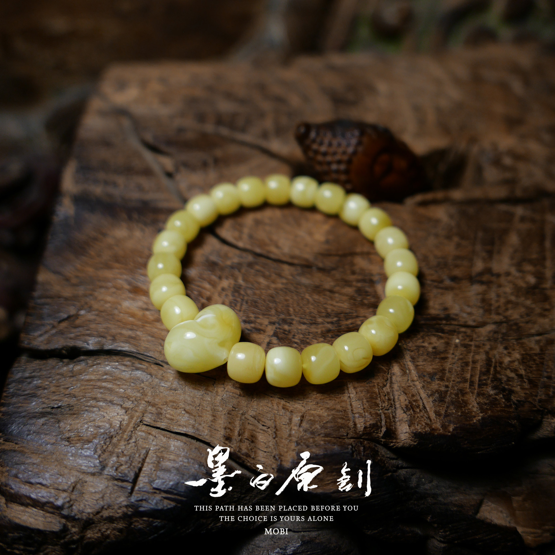 「墨白」神级 精品天然花色蜜蜡小单圈爱心屁桃桃心配珠配饰