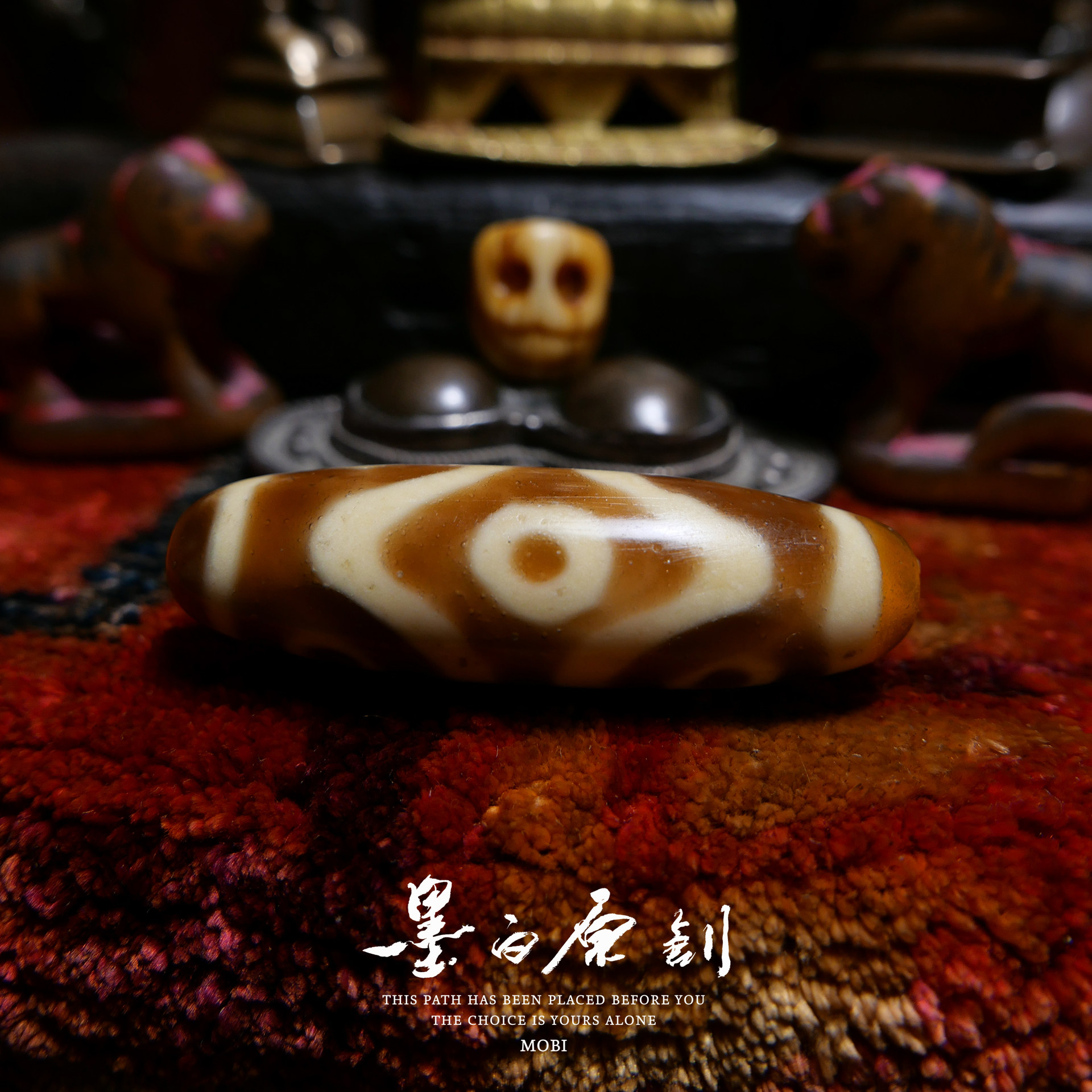 「墨白」神级 稀有六眼料器老天珠勒子吊坠菩提配珠配饰