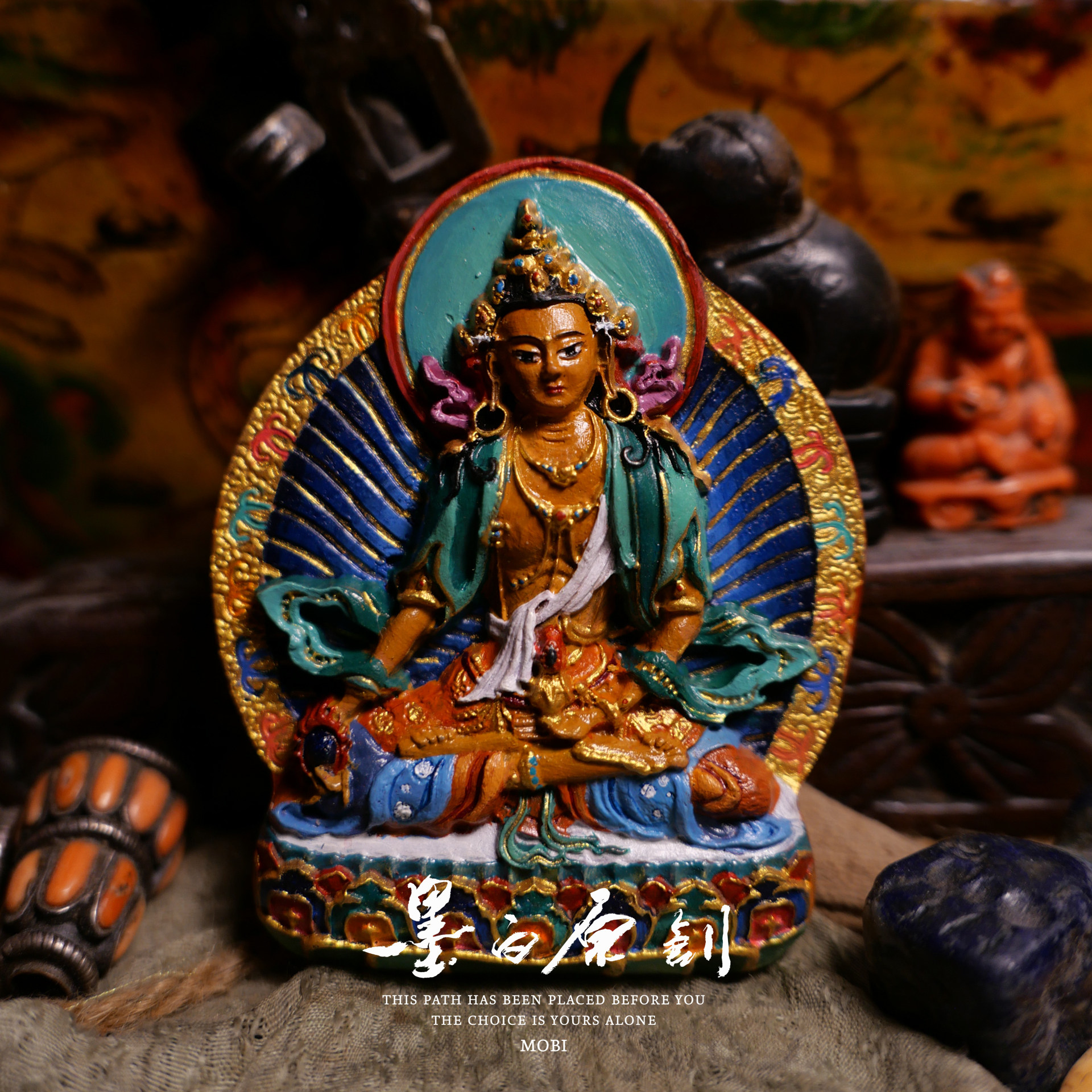 「墨白」 地藏王菩萨彩绘擦擦佛像摆件