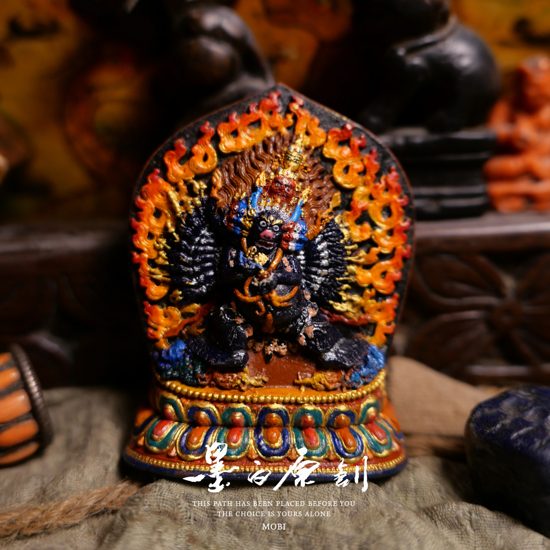 「墨白」 大威德金刚彩绘擦擦佛像摆件