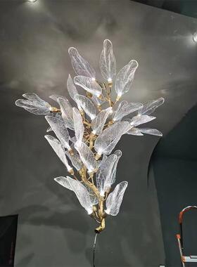 全铜叶片客厅餐厅吊灯卧室灯中山灯具大全轻奢创意主灯树枝楼梯灯
