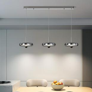 餐厅吊灯三头现代简约高级感创意艺术玻璃轻奢吧台卧室床头飞碟灯