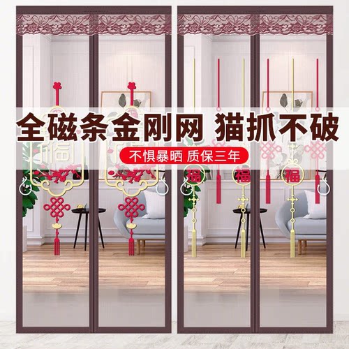全磁条夏季防蚊门帘金刚网纱门