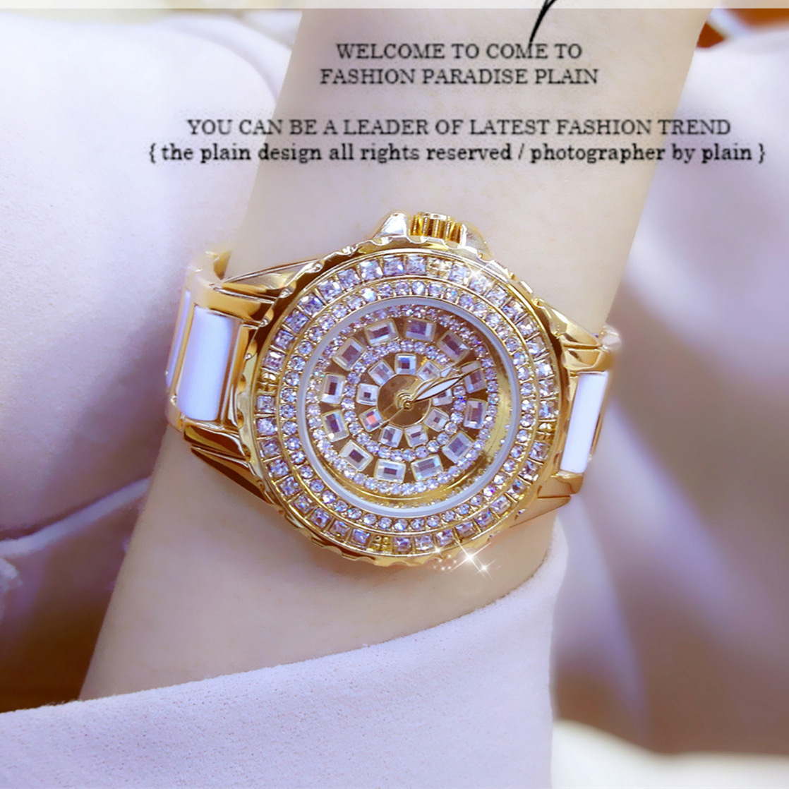 时装百搭奢华链表满钻女表