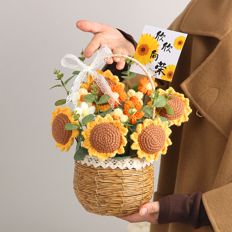 针织毛线花束花篮母亲教师节礼物