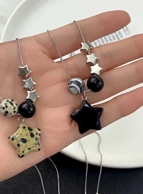 韩国ins星星五角星斑点串珠蛇骨链小众简约y2k辣妹锁骨链颈链