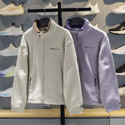 李宁女子立领宽松开衫无帽卫衣