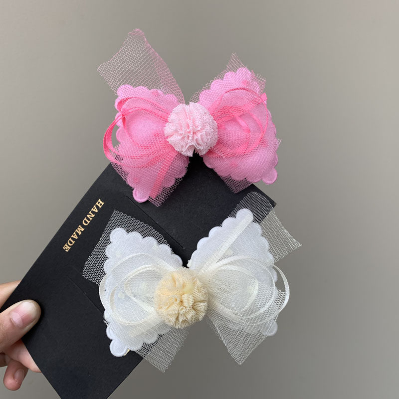 公主头饰发卡韩版纱球蝴蝶结发夹粉红色女孩网纱发卡diy发饰鞋花