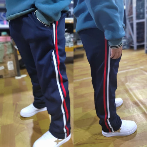 直筒运动休闲学生耐磨白红白蓝条