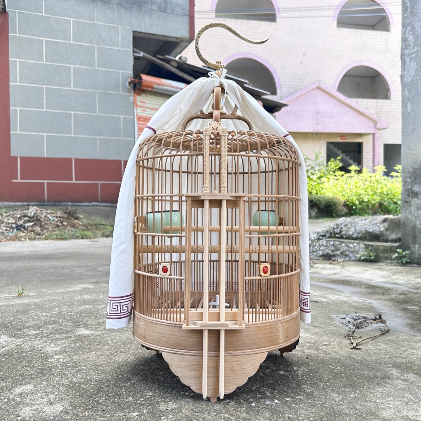 水波脚-丝无节素笼无漆画眉原色鸟笼手工竹笼高档便宜竹笼3道圈_虎窝淘