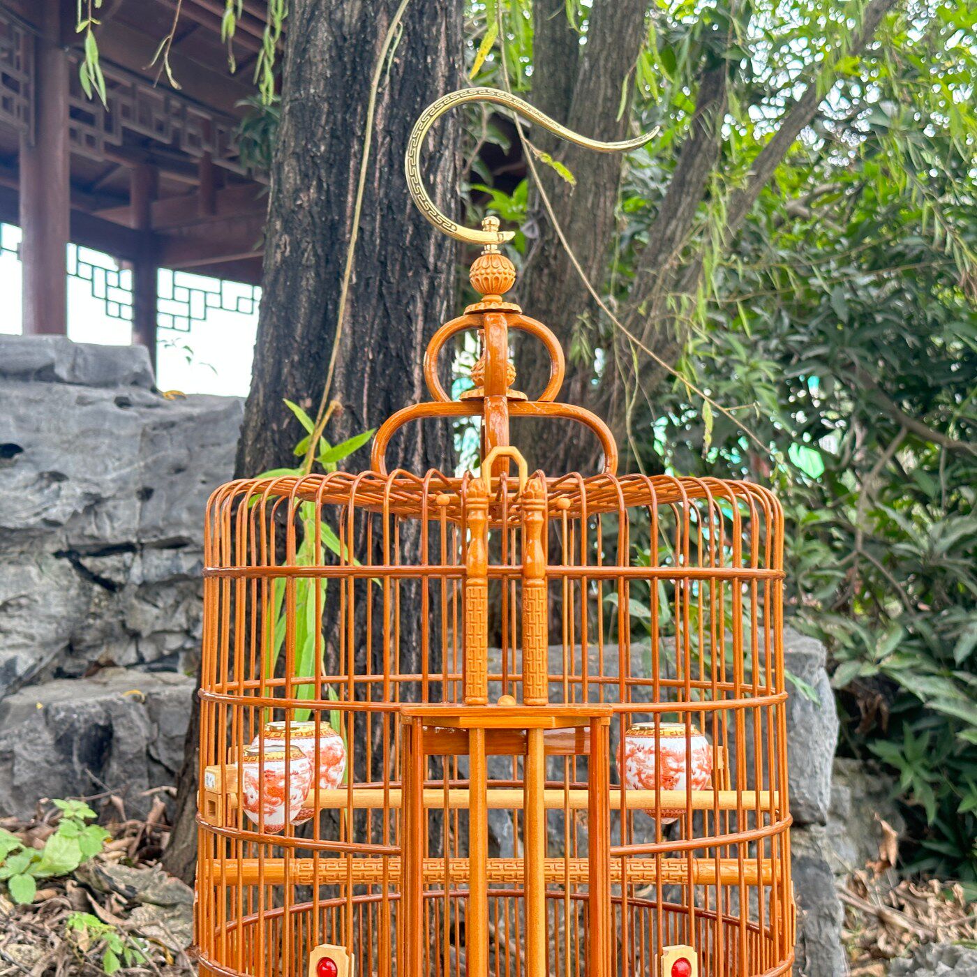33-36丝无节水波脚将军竹鸟笼