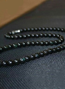 天然彩虹眼黑曜石项链高街男女款