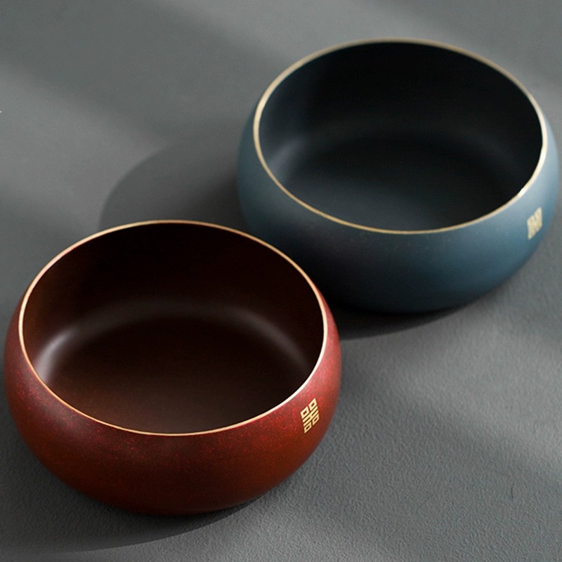 德国纯铜茶洗茶道配件茶渣缸大茶洗家用茶洗水盂茶钵复古建水钵型