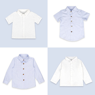 六一儿童演出服衬衣男童翻领衬衫中小童时尚条纹打底衫学生白衬衫