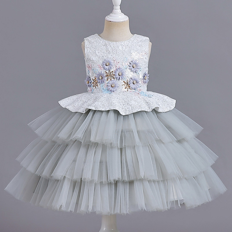 女童礼服无袖短款网纱蓬蓬蛋糕裙公主裙晚宴裙主持人礼服花童礼服