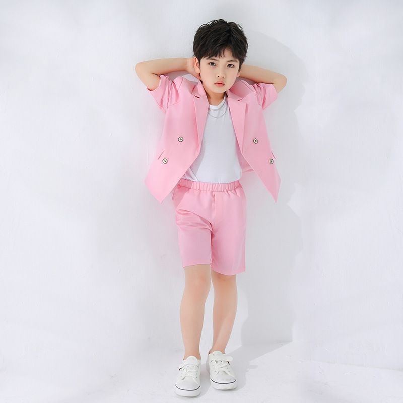 儿童西装套装春夏新款韩版纯色休闲小西服男童走秀演出摄影服潮范