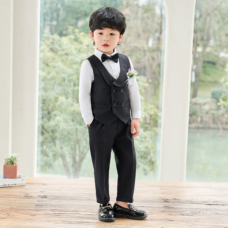 男童衬衫条纹马甲套装幼儿园中小童演出钢琴主持生日活动西装礼服